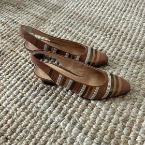 Claudia Ferrari made in Italy Striped Brown Slingback Women's Shoes size 39