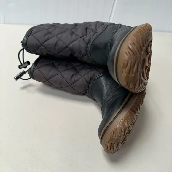 Coach Samara Boots Women 6B Black Leather Quilted Nylon Toggle Rain Snow black