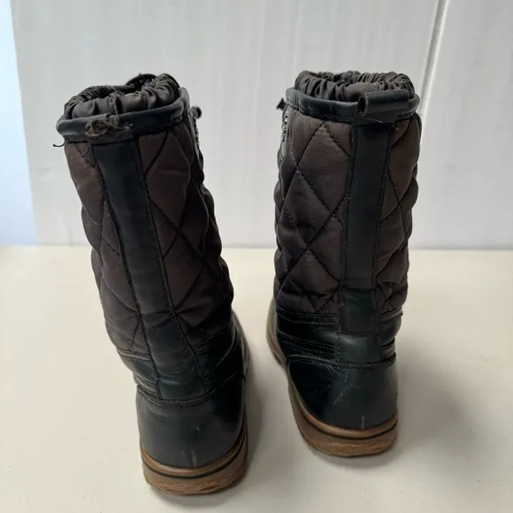Coach Samara Boots Women 6B Black Leather Quilted Nylon Toggle Rain Snow black
