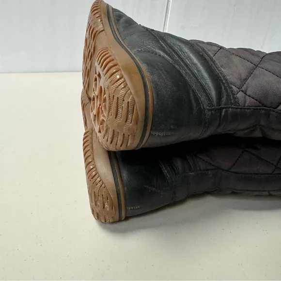 Coach Samara Boots Women 6B Black Leather Quilted Nylon Toggle Rain Snow black