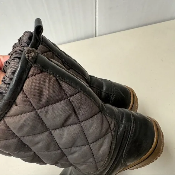 Coach Samara Boots Women 6B Black Leather Quilted Nylon Toggle Rain Snow black