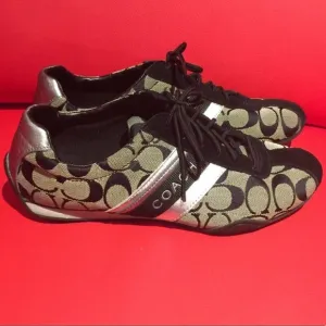 Coach Women's Black and Silver Sneakers
