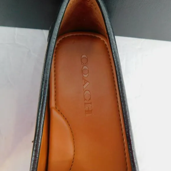 Coach Women's Black Flat Pebble Leather Crosby Driver Loafer Shoes Size 7 New