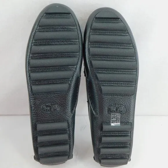 Coach Women's Black Flat Pebble Leather Crosby Driver Loafer Shoes Size 7 New