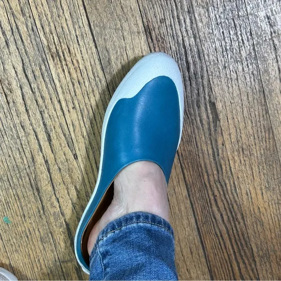 Coclico Blue and White Mules with Minimalist Design
