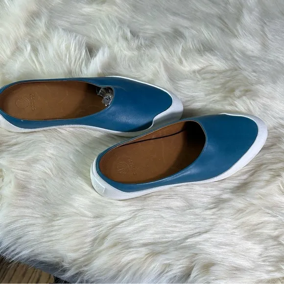 Coclico Blue and White Mules with Minimalist Design