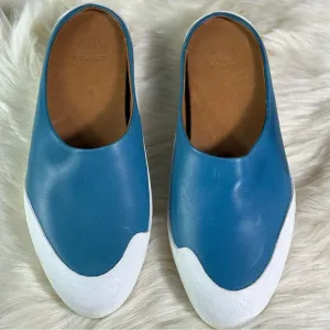 Coclico Blue and White Mules with Minimalist Design