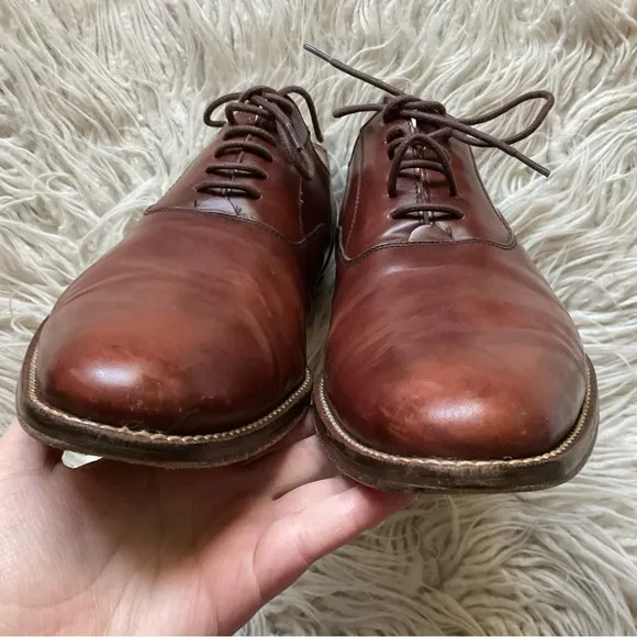Cole Haan Brown Madison Plain Oxford Lace Up Leather Dress Shoes EUC Size 9.5