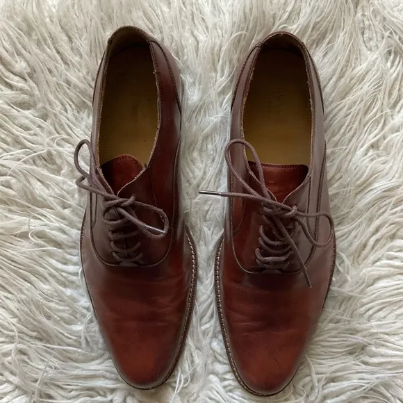 Cole Haan Brown Madison Plain Oxford Lace Up Leather Dress Shoes EUC Size 9.5
