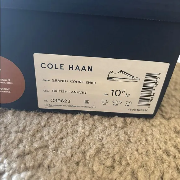 Cole Haan Grand Men's Brown Leather   360 Court Sneaker Tan Leather Size 10.5NEW