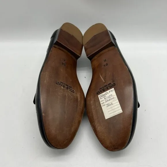 Cole Haan Italy Loafer Mens 8.5 Black Leather Tasseled Moc Toe Casual Shoes