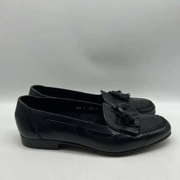 Cole Haan Italy Loafer Mens 8.5 Black Leather Tasseled Moc Toe Casual Shoes