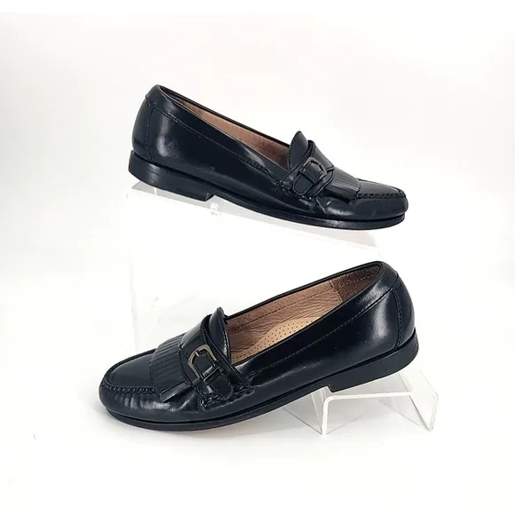 COLE HAAN LOAFER DRESS SHOES MENS 7D BLK LEATHER BUCKLE KILTIE MONK STRAP 3518