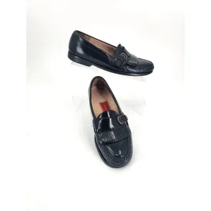 COLE HAAN LOAFER DRESS SHOES MENS 7D BLK LEATHER BUCKLE KILTIE MONK STRAP 3518