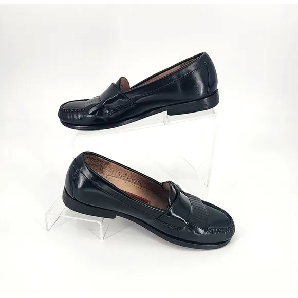 COLE HAAN LOAFER DRESS SHOES MENS 7D BLK LEATHER BUCKLE KILTIE MONK STRAP 3518