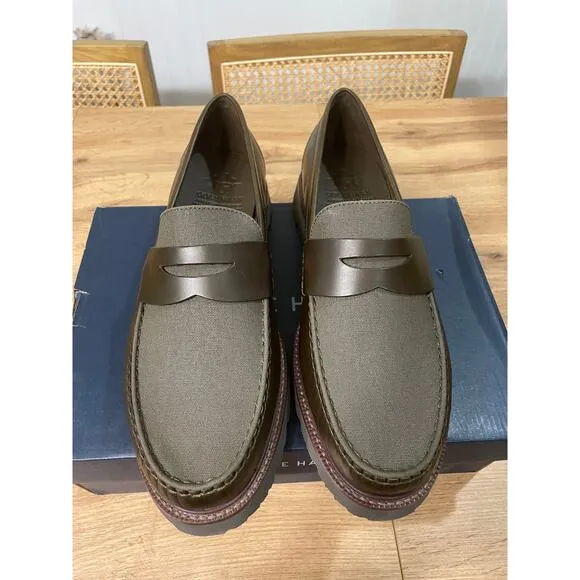 Cole Haan Men's American Classic Penny Loafer Olive Green Size 11.5/12 Wide NIB