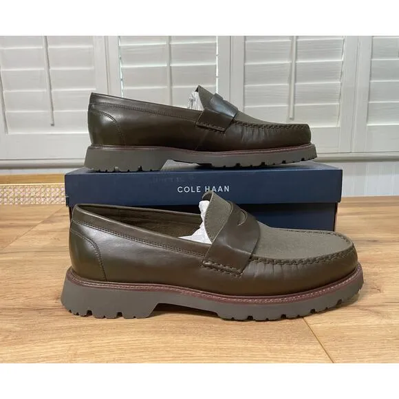Cole Haan Men's American Classic Penny Loafer Olive Green Size 11.5/12 Wide NIB