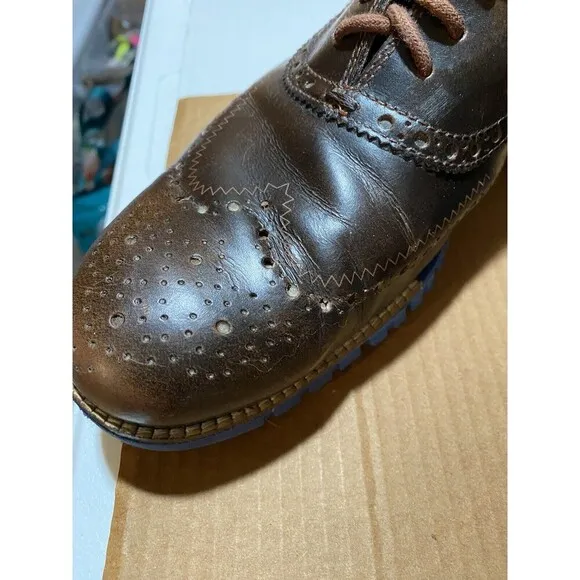 Cole Haan Men's Zerogrand Wing Oxford British Tan Ankle-High Leather Shoe Sz 10