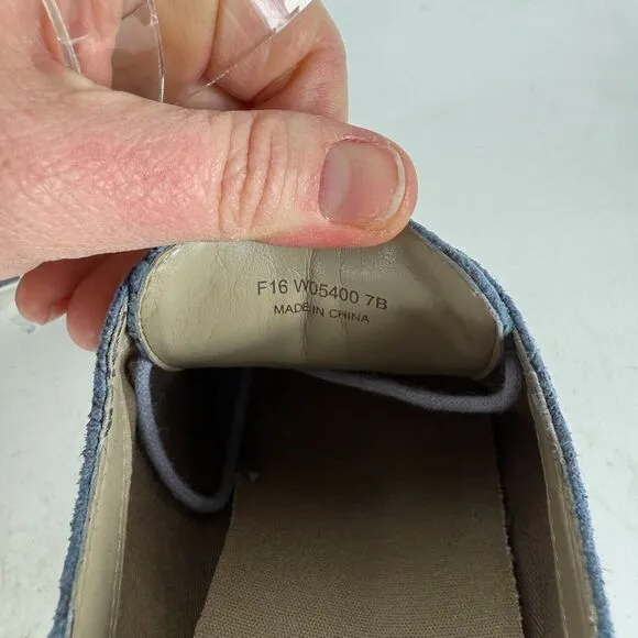 Cole Haan Stitchlite Wingtip Oxford Shoes Women's 7 Blue Embossed Floral Design