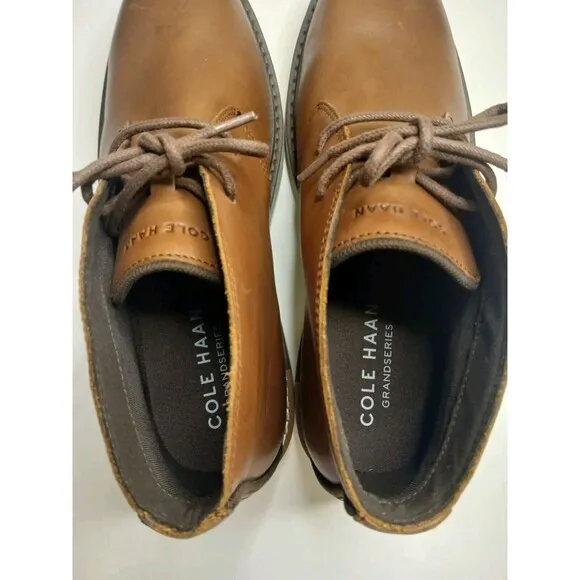 Cole Haan Sz 8M Go To Lace Chukka Boots Mens Brown Leather Ankle Top Shoes EUC