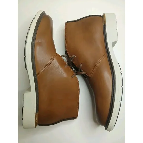 Cole Haan Sz 8M Go To Lace Chukka Boots Mens Brown Leather Ankle Top Shoes EUC