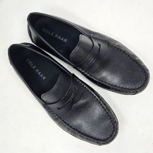 Cole Haan Wyatt Men's 7M Black Leather Penny Driver Loafers Shoes C38479