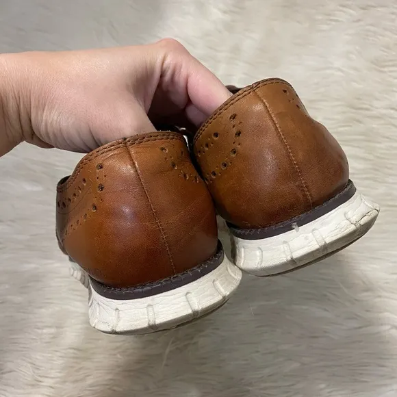 Cole Haan Zerogrand Wingtip Oxford Brown Leather British Tan Sneaker Shoes