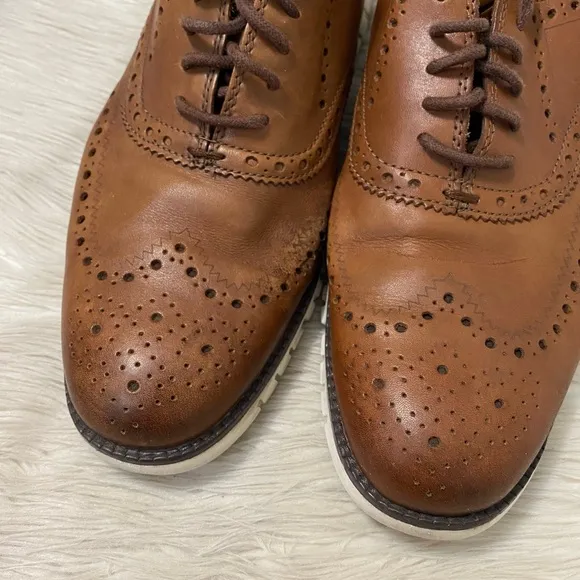 Cole Haan Zerogrand Wingtip Oxford Brown Leather British Tan Sneaker Shoes