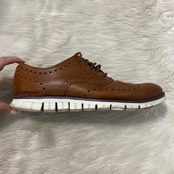 Cole Haan Zerogrand Wingtip Oxford Brown Leather British Tan Sneaker Shoes