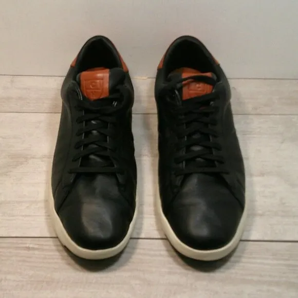Cole Hann Men's GrandPro  Lace up Black Leather Tennis Sneaker Size 11