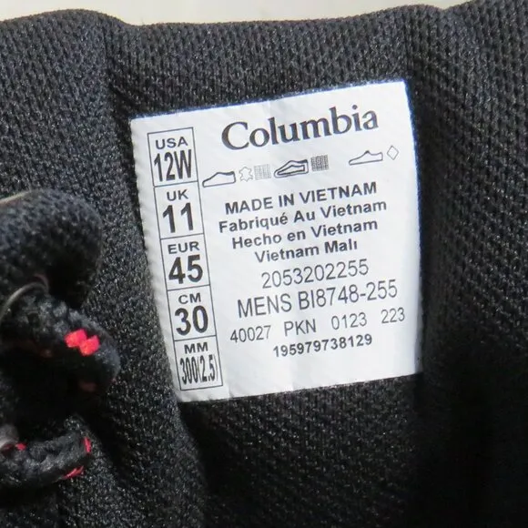 Columbia* Men's Granite Trail Mid Waterproof Mud-Black Color Shoe~ Size 12‎ WIDE