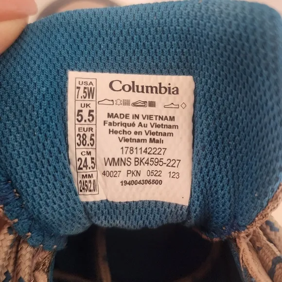 Columbia Tan and Blue Hiking Shoes