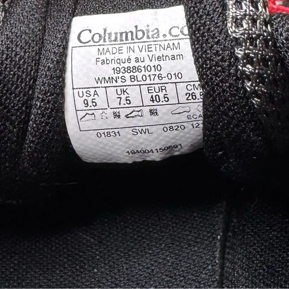 Columbia Vitesse Fast Track Hiking Shoes women’s size 9.5 black pink