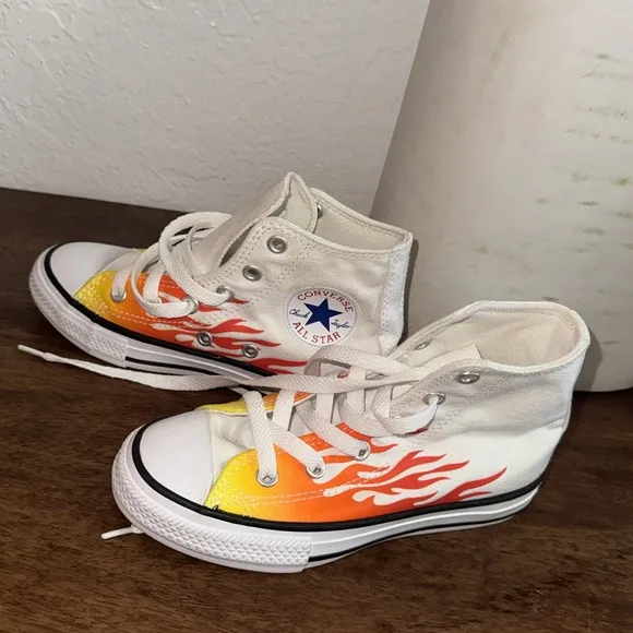 Converse All Star White and Orange Kids Shoes