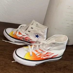 Converse All Star White and Orange Kids Shoes