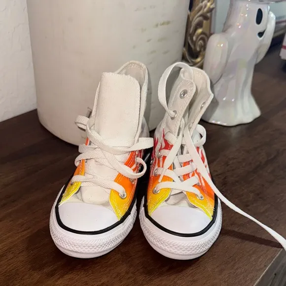 Converse All Star White and Orange Kids Shoes