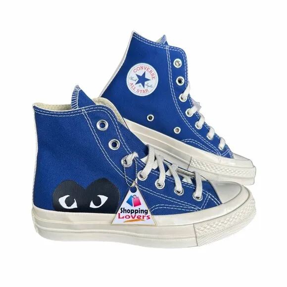 🖤Converse Chuck Taylor Hi Women Shoes Sz 5 Comme des Garcons PLAY Blue 171846C