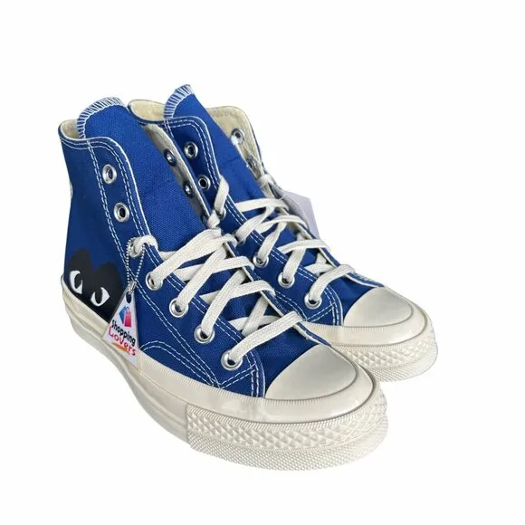 🖤Converse Chuck Taylor Hi Women Shoes Sz 5 Comme des Garcons PLAY Blue 171846C