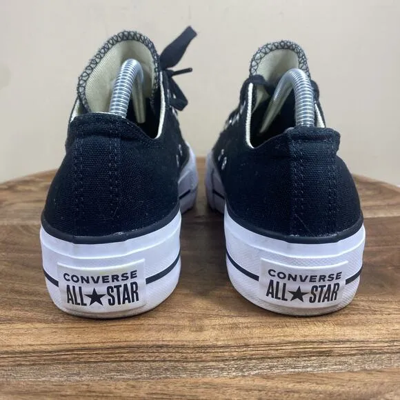 Converse Chuck Taylor Womens Black And White Size 7 Platform lift Low Top Shoes