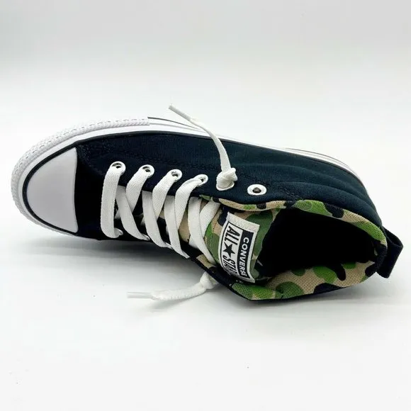 Converse CTAS Street Mid Black Khaki White Kids Casual Shoes 667212F