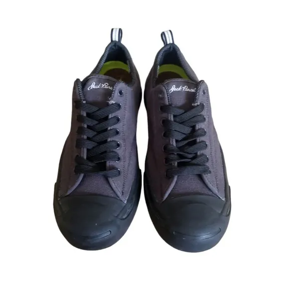 Converse Jack Purcell Men  SZ 9 Women 10.5 Black Leather Low Top Shoes Sneakers