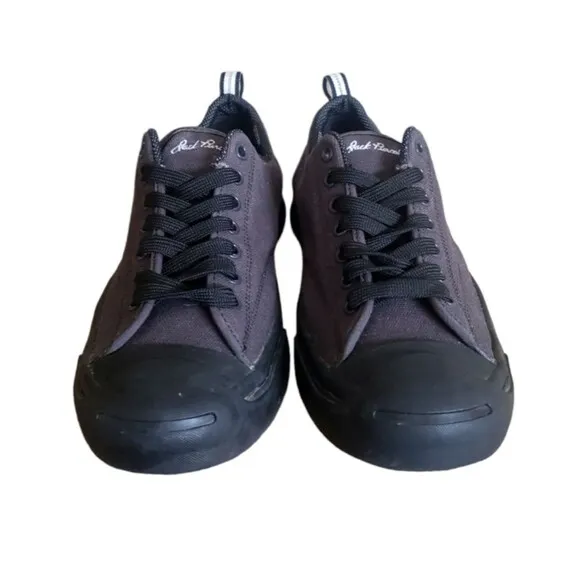Converse Jack Purcell Men  SZ 9 Women 10.5 Black Leather Low Top Shoes Sneakers