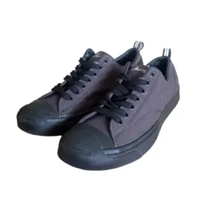 Converse Jack Purcell Men  SZ 9 Women 10.5 Black Leather Low Top Shoes Sneakers