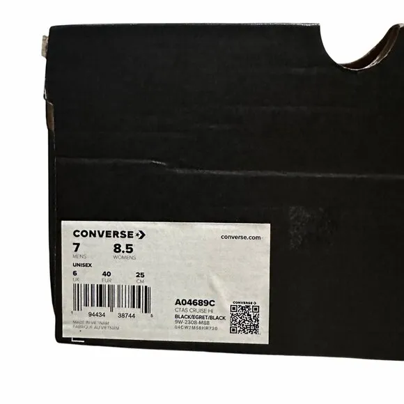 🤩Converse Women Shoes Chuck Taylor All Star Hi Size 8.5 Sneakers Black A04689C