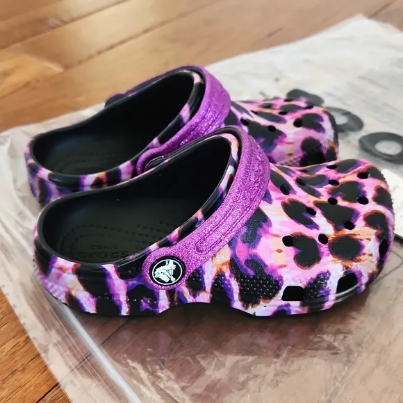 Crocs Kids' Purple Leopard Clogs