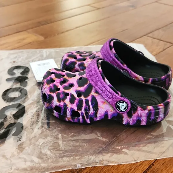 Crocs Kids' Purple Leopard Clogs