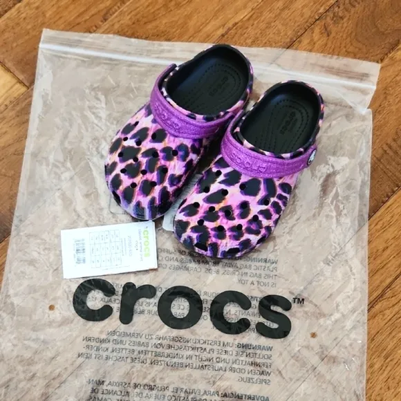 Crocs Kids' Purple Leopard Clogs