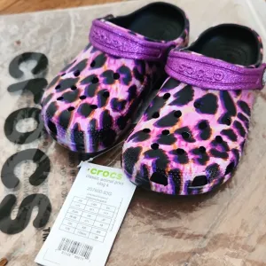 Crocs Kids' Purple Leopard Clogs