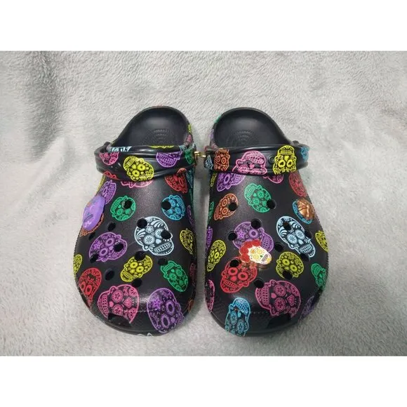 Crocs Shoes Mens 11 Bistro Day of the Dead Clog Skulls Rare Limited Edition