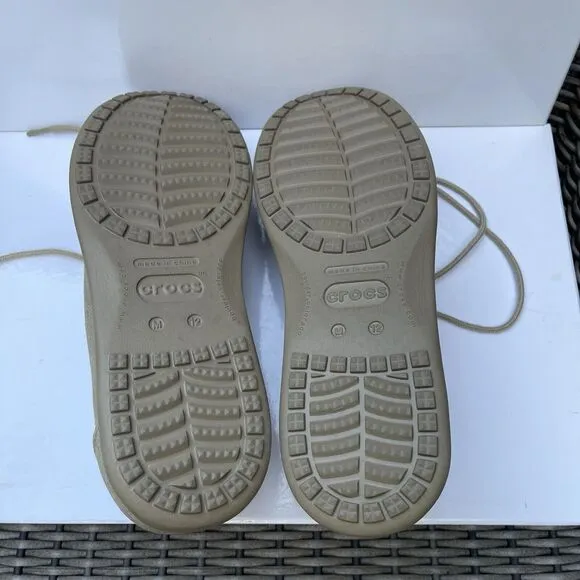 Crocs Venture Canvas Khaki Minimalist Oxford Lace Up Shoes Men's Size 12 NWOB